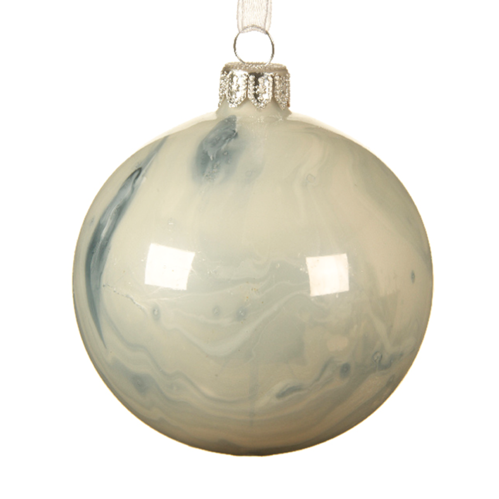 Decoris kerstbal - Marmer blauw - 8 cm