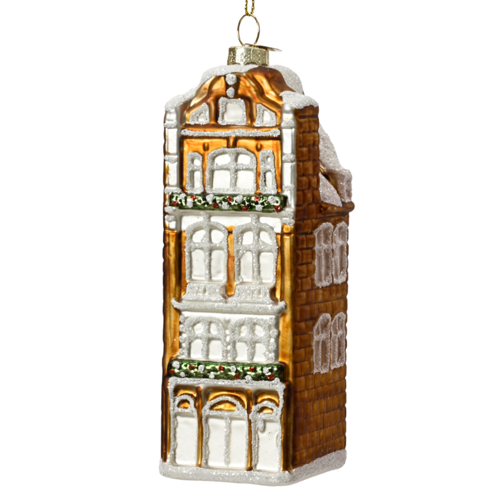 Decoris kerstornament - Grachtenpand - Bruin