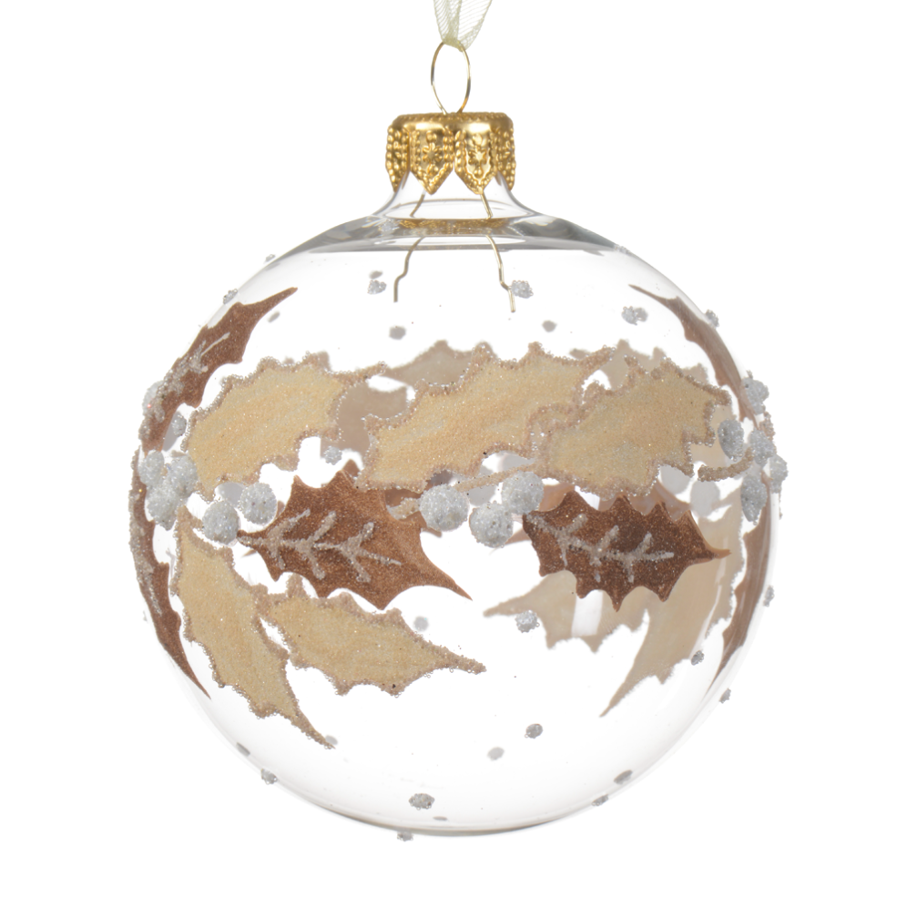 Decoris kerstbal - Met hulsttakken - 8cm