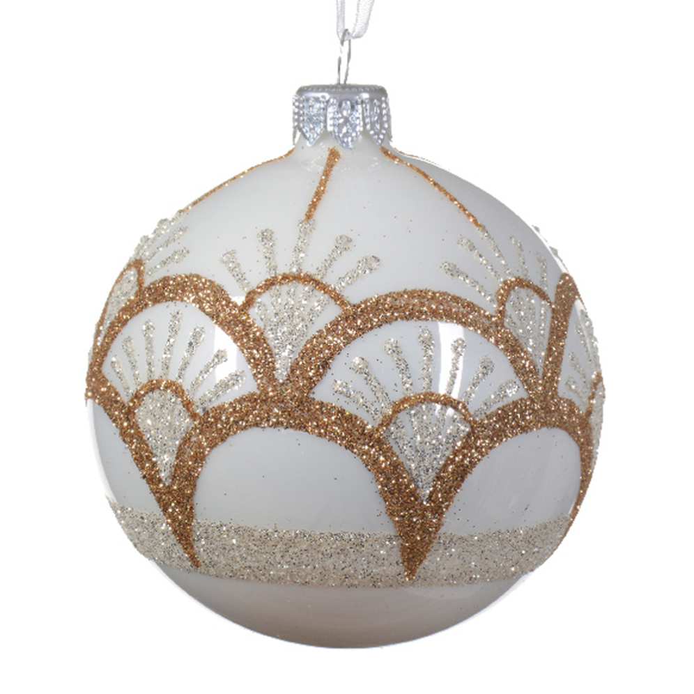 Decoris kerstbal - Met gouden glitters - 8cm