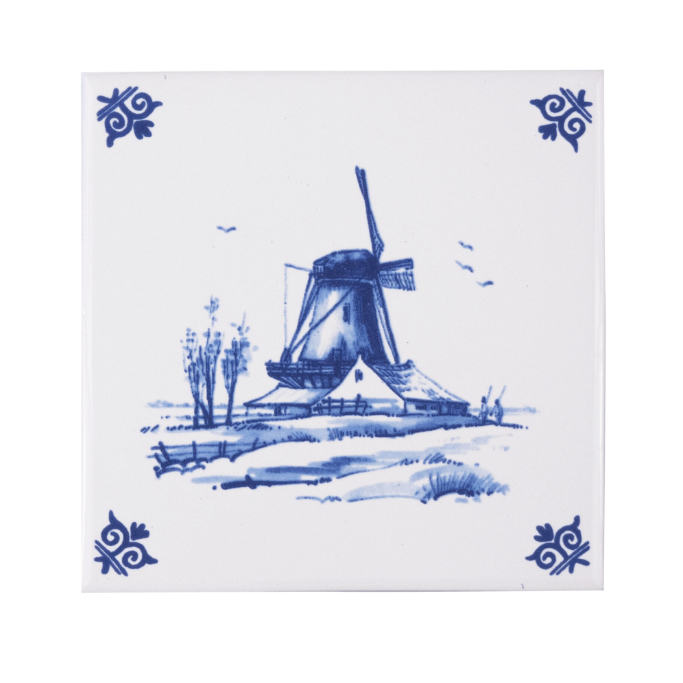 Royal Delft tegel - Met molen