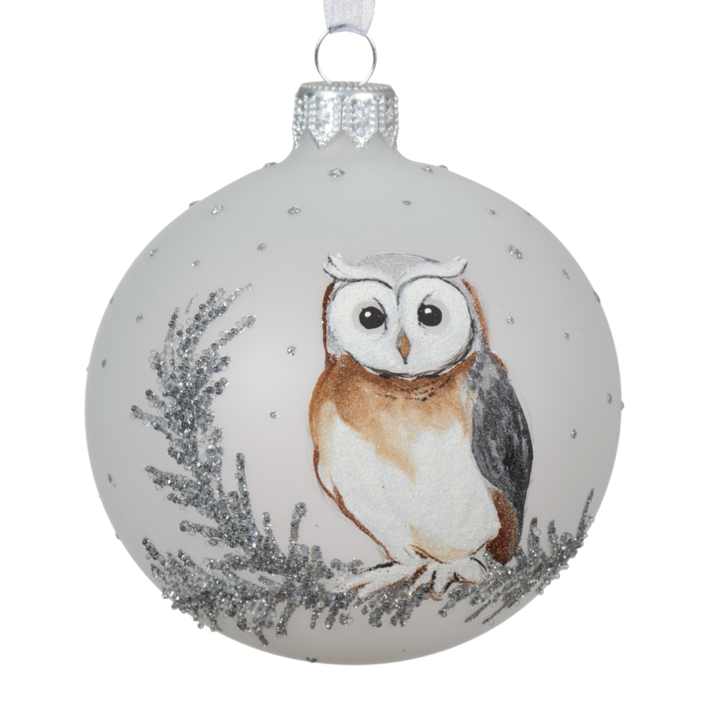 Decoris kerstbal - Met uil - 8cm