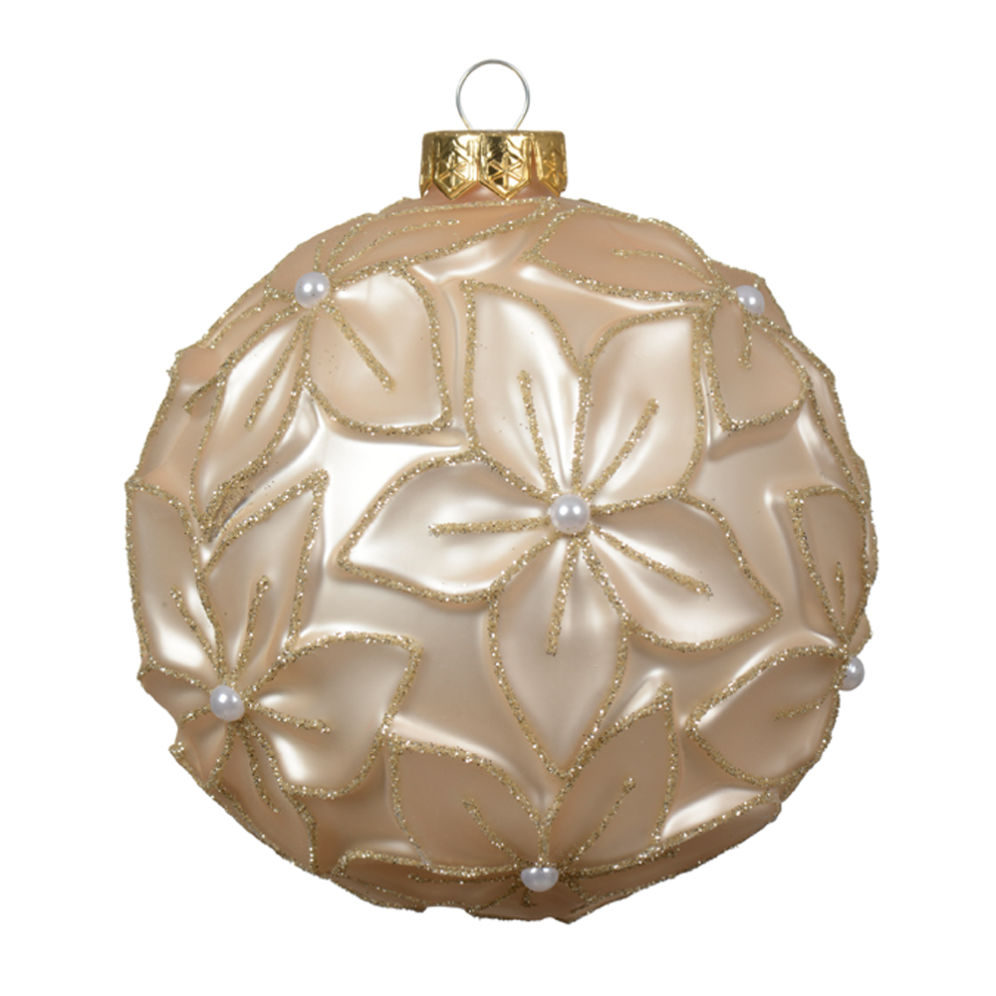 Decoris kerstbal - Met bloemen - 12cm