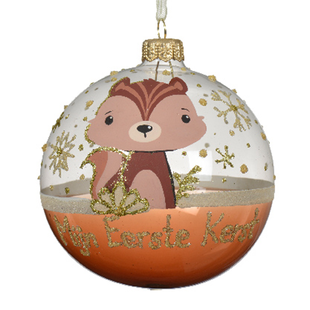 Decoris kerstbal - Met eekhoorn - 10cm