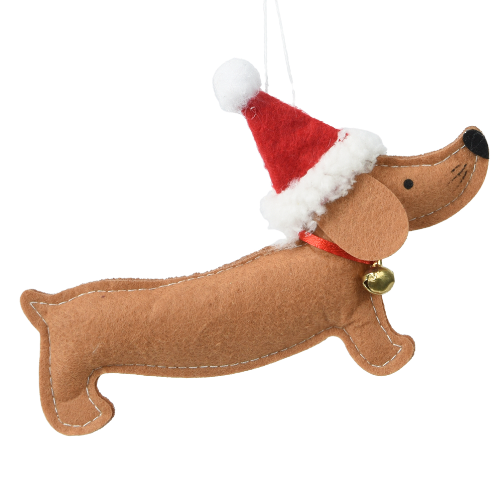 Decoris kerstornament - Hond met kerstmuts