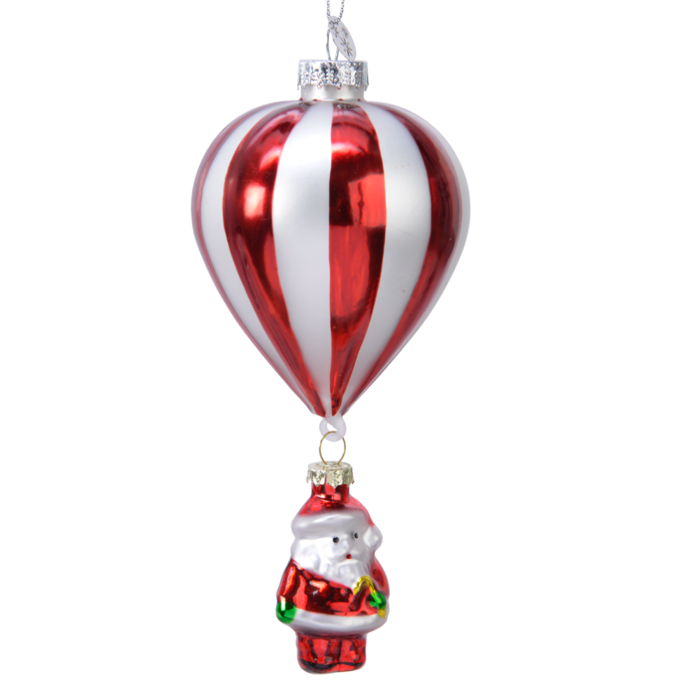 Decoris kerstornament - Luchtballon met kerstman