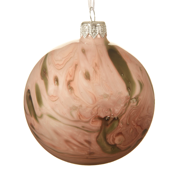 Decoris kerstbal - Marmer roze - 8cm