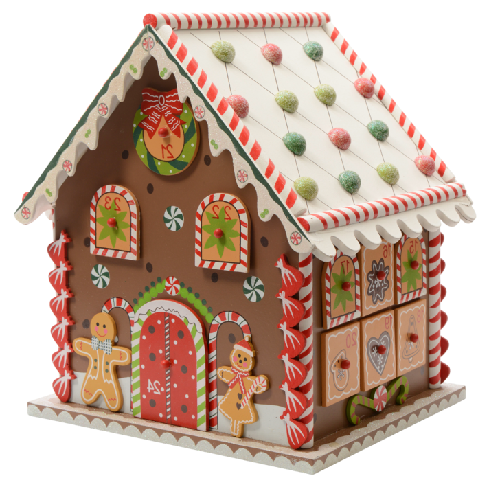 Houten adventskalender - Gingerbreadhuis