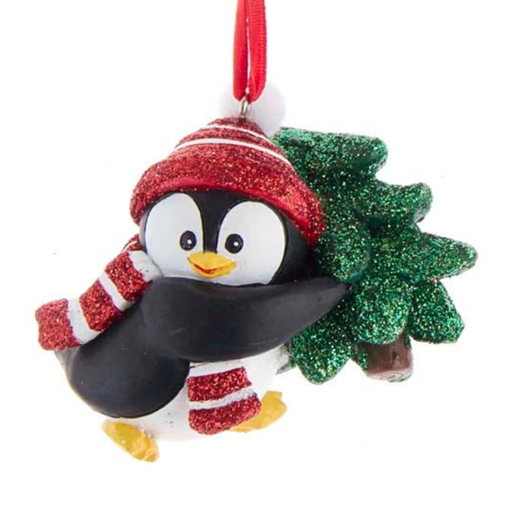 Kurt Adler kerstornament - Pinguin met kerstboom