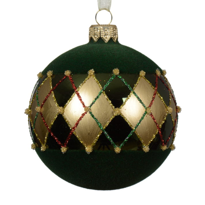 Decoris kerstbal - Met ruitpatroon - 8cm