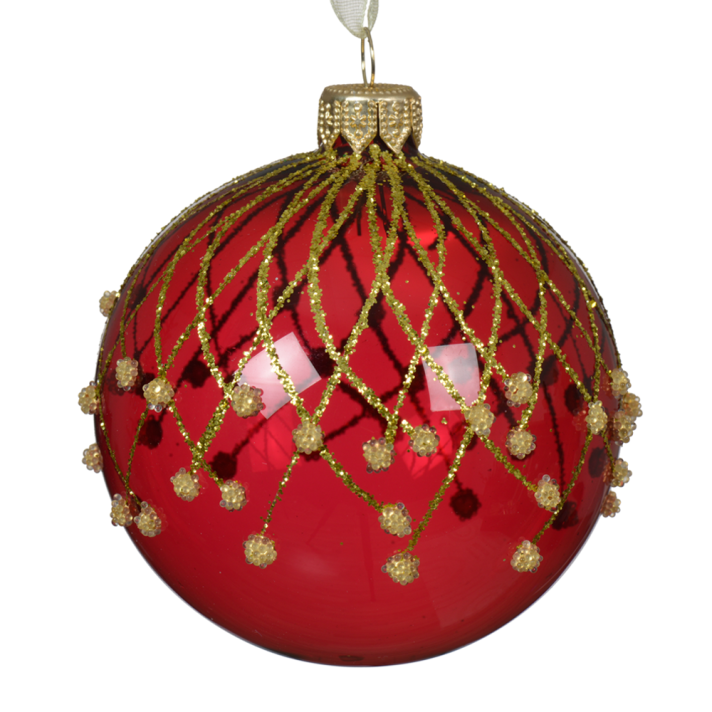 Decoris kerstbal - Met glitters - 8cm