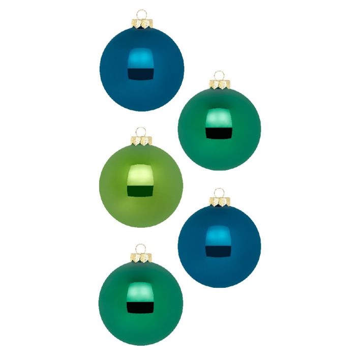 kaart graven Sinewi The Christmas Shop | Set van 30 glazen blauwe en groene kerstballen