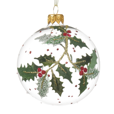 Decoris kerstbal - Met hulsttakken - 8cm