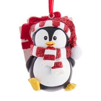 Kurt Adler kerstornament - Pinguin met cadeau