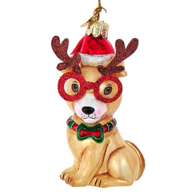 Kurt Adler kerstornament - Hond met kerstbril