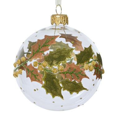 Decoris kerstbal - Met hulsttakken - 8cm