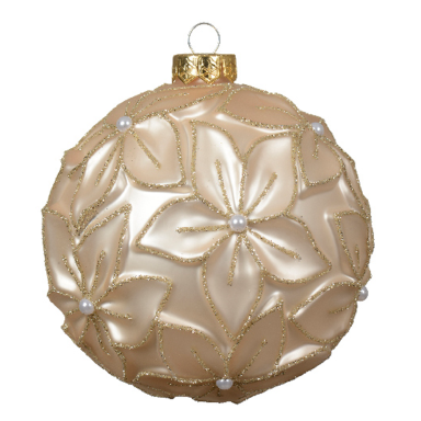 Decoris kerstbal - Met bloemen - 8cm