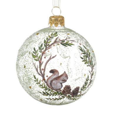 Decoris kerstbal - Met eekhoorn - 8cm