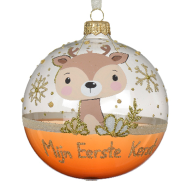 Decoris kerstbal - Met rendier - 10cm