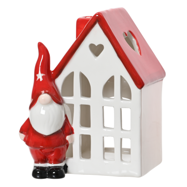 Decoris theelichthouder - Huis met gnome