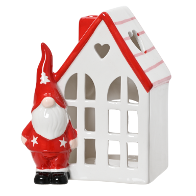 Decoris theelichthouder - Huis met gnome