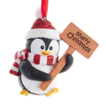 Kurt Adler kerstornament - Pinguin met bord